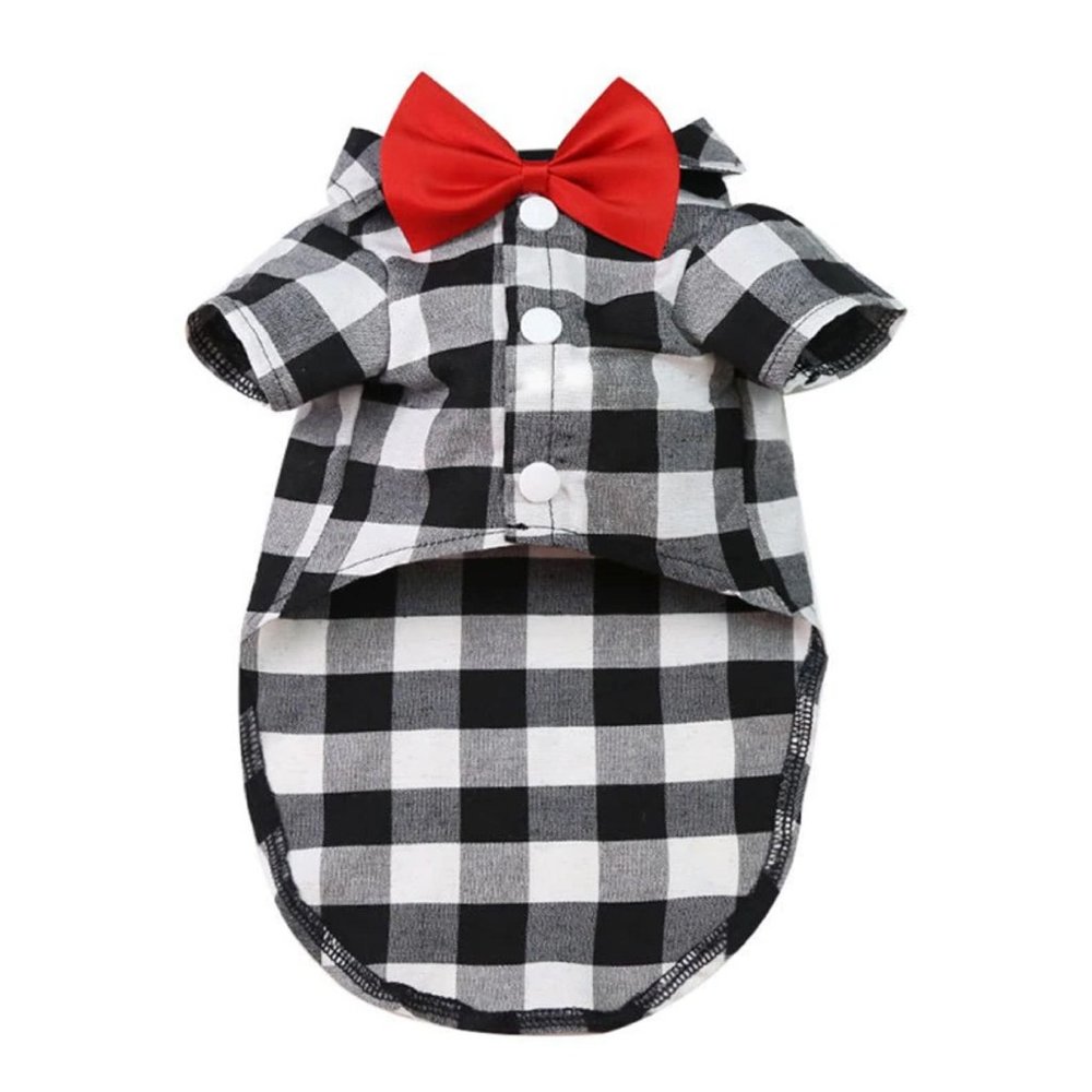 Fashion dog and cat shirts, plaid bow tie shirts.